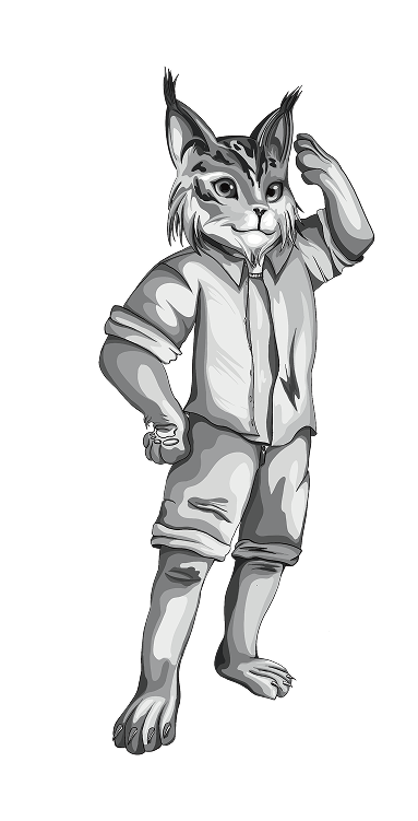 Mascotte en entier en noir et blanc