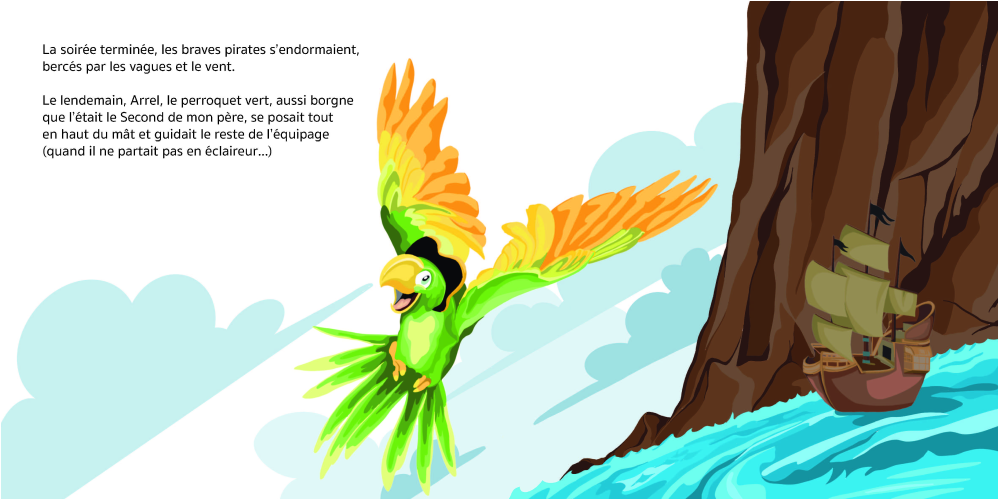 Illustration de la sirène et du pirate sur le navire